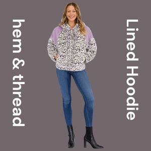 Hem & Thread Lavender and White Leopard Lined Hoodie. Sizes Small, Medium, Large